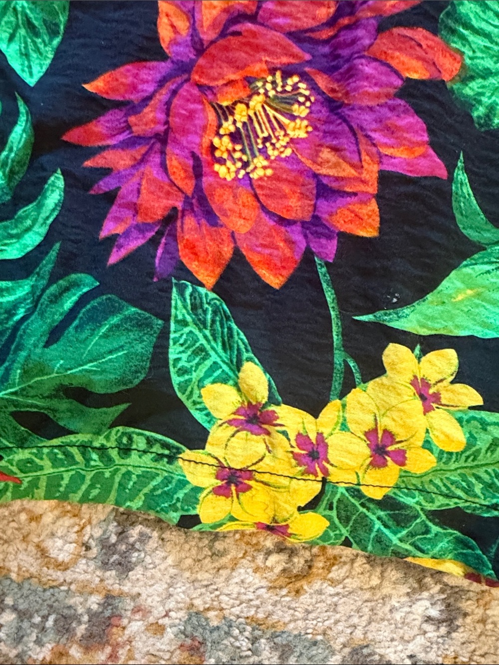 Panama Jack Tropical Floral Wide-Leg Pants & Kimono - Black, Green, Yellow, Pink - Picture 6 of 13